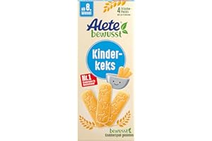 ‎ALETE Alete bewusst Kinderkeks, ab dem 8. Monat, Butterkeks aus Weizen für Kinder, handlich verpackte Kekse als kleiner Snack, perfekt für unterwegs & zwischendurch, 1 x 180 g