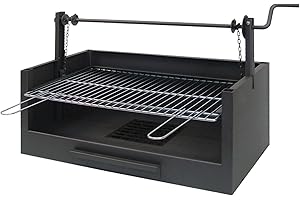 Imex El Zorro – Cajón Barbacoa con Parrilla Cincada | 75x42x63 cm | Con Sistema Elevador Manual | Ideal para Cocinar con Carbón y Leña en Exteriores