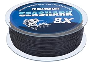 Seashark Línea de pesca trenzada de color que nunca se desvanece, 8 hebras, línea de pesca de polietileno súper fuerte, resistente a la abrasión, alambre de pesca cero estiramiento, excelente tracción