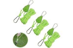 LUNYLOER Reflective Tent Guy Ropes, 3Pcs 1/8 Inch 4mm Heavy Duty Rope Hanger, Cord Tent Guide Rope with Aluminum Adjuster for Outdoor Camping Hiking Awning Tents (Green)