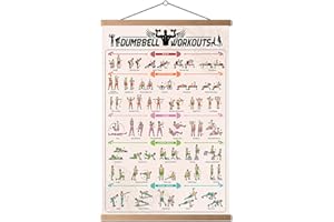 HYUOEP Poster mit Hantel-Trainingspose, dekorativer Körperpositionsdiagramm, Druck auf Leinwand, Wohnzimmer, Poster, Schlafzimmer, Wandkunst, 40,6 x 61 cm, mit Rahmen