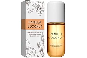 EVELOVEU 50ml Coconut Vanilla Body Spray for Women - Long-Lasting Light Fragrance Mist for Hair and Skin Care