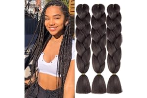 COLORFUL PANDA ColorfulPanda Kanekalon Jumbo-Zöpfe, 60 cm, Haarverlängerung, geflochten, braun, Hochtemperaturfaser, 3 Stück/100 g/Stück (24 – 60 cm, Dunkelbraun)