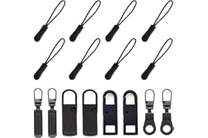 HAISHANG Zipper Puller,Removable Metal 8 Pcs Zip Pulls and 8 Pcs Zip Tags Cord Pulls Replacement Zipper Extension for Suitcase,Backpack, Sportswear