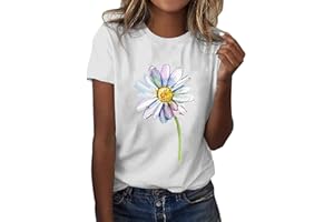 MJGKHIY T-Shirt Donna Manica Corta Curvy Larghe Stampate con Girocollo Larghe Elegante Moda Top Camicia Cotone Magliette Curvy T-Shirt Casual Tee Ampia Blusa Maglia Donna Elegante Fiori