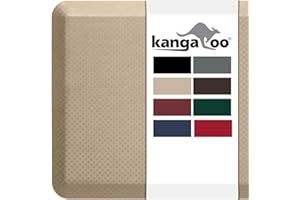 KANGAROO Thick Ergonomic Anti Fatigue Mats for Kitchen Floor, Cushioned Standing Office Desk Mat, Waterproof Scratch Resistant Topside, Supportive All Day Comfort Padded Foam Rugs, 20x32, Beige