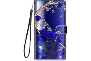 Bnvdfre for Motorola Moto E13 Case Flip Wallet Phone Case Shockproof PU Leather Card Holder Magnetic Stand Protector Cover for Motorola Moto E13, Blue Rose