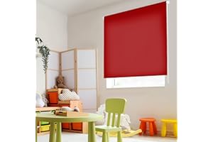 Blindecor Ara | Tenda a rullo traslucida tinta unita - Rosso bordeaux, 80 x 175 cm (Larghezza x Altezza) | Dimensioni del tessuto 77 x 170 cm | Tenda per interne