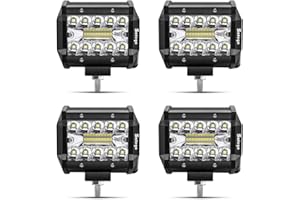 Safego Faro Trabajo LED Focos de Coche 12V 4" 60W Faros LED Tractor 4800LM 6000K IP67 Impermeable Off-road Foco de Trabajo LED para Moto ATV SUV Tractor Camión Barco, 4PCS