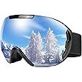 KASTWAVE Ski Snowboard Goggles, Anti Fog Glare Dual Lens Snow Goggles with Adjustable Strap for Men, Women, Youth, Spherical Lens Snowboard Goggles for Skating, Motorcycling, Black