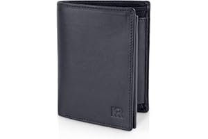 KRONIFY Helios męski skórzany portfel z ochroną RFID, portfel z kieszenią na monety, z miejscem na 13 kart, NIEBIESKI, Portrait (9,5x12,5x2cm)