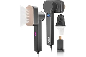 PKBD Travel Steamer for Clothes, 110-240V Wide Voltage, 2 In 1 Portable 1000W Steam Iron Handheld, 5 Dry TEMP & 2 Steam Modes, Ceramic Heated Panel, Small Garment Steamer for Global Travel & Home