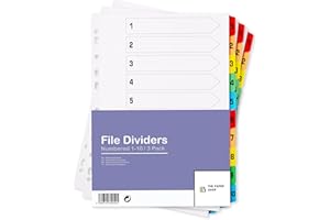 THE PAPER SHOP File Dividers A4, 10 Part Folder Dividers for Ring Binders & Lever Arch Files, Binder & Subject Dividers (3 Pack)