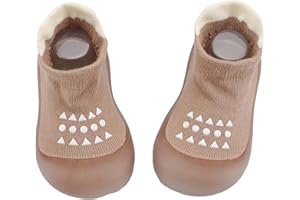 Aggroot Chaussons Chaussettes Antidérapants Bébé Semelle Souple Chaussures Premier Pas Doux Respirant pour Enfants Pantoufle - 0-24 Mois