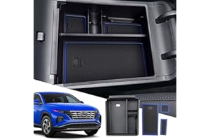 SXCY per Hyundai Tucson NX4 2022 2023 Portaoggetti Bracciolo, Contenitore Centrale Organizer Scatola di Immagazzinaggio con tappetino antiscivolo Accessori Tucson NX4 (Blu)