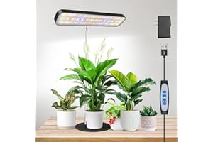 Aumtrly Grow Lights for Indoor Plants, Full Spectrum Table Plant Lights for Growing Small Plants, 5000K White Light LED Indoor Plant Light with Base, 26 Inch Height Adjustable, 6/12/16H Timer
