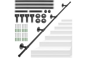 Tanice Stair Handrail, Hand Rails Stairs, 1.5M Handrails for Stairs, Black Banister Rails, Industrial Pipe Clothes Rail, Outdoor Indoor Industrial Pipe Stair Banister for Elder and Child