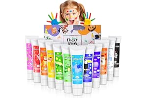 TOGOU2S 12 Colour Finger Paints Set for Kids, Non-Toxic, Washable Paint for kids, Baby Safe Paint for Handprints Art and Craft, Ideal Gifts for Birthdays, Christmas & Preschool Learning, 36ml/Tube