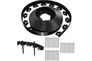 OTYMIOW Bordura per Aiuola Flessibile Nero 10m*5cm con 30 Chiodi di Fissaggio, Bordura per Giardino da Esterno Bordature da Giardino in Plastica Bordura in Rotolo per Aiuole Bordo per Giardino Prato