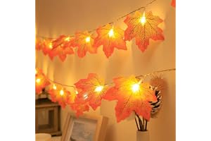 Koboko Ljusslinga med lönnlöv, höst, 3 m, 20 LED, ljuskedja, höstdekoration, batteridriven, skördefest, halloween, festdekora
