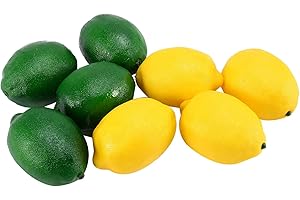 Kopinma Artificial Lemon Lifelike Fruit for Vase Filler, Home Kitchen, Decoration and Photo Props, 8 Pcs in Yellow and Green