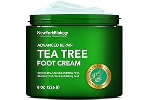 NEW YORK BIOLOGY THE ULTIMATE COSMECEUTICALS New York Biology Tea Tree Oil Foot Cream for Dry Cracked Feet, Athletes Foot, Nail Fungus, Jock Itch, Ringworm, Cracked Heels and Itchy Skin – Pain Relieving Foot Cream - 226 g