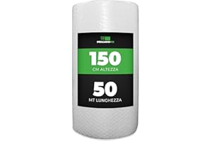 ImballaggiPer Rotolo Pluriball Bolle Grandi, Bobina per Imballaggio e Riempimento, H 150 cm L 50 mt