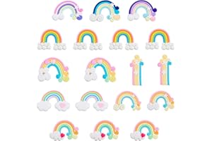 NBEADS 40pz ciondoli a Forma di Arcobaleno in Argilla polimerica, Fatti a Mano, con Retro Piatto, in Argilla polimerica e Arcobaleno, Ornamenti per Fai da Te