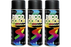 Deco Color 3er Sparpack DC Lackspray glänzend 400ml nach RAL freie Farbauswahl (3 Dosen in schwarz matt RAL 9005)