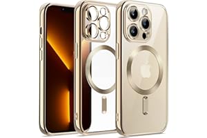 ‎JETECH JETech Miękkie Przejaśniać Etui dla iPhone 13 Pro Max 6,7 Cala, Obiektyw Aparatu Pełna Ochrona, Kompatybilny z MagSafe Bezprzewodowy Ładowanie, Antywstrząsowy Galwanizowane Osłona TPU (Złoto)