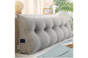 CJJZFO Reading Cushion for Bed and Sofa, Support Cushion Back Bed, Cushion Bed Backrest, Lumbar Cushion Bed, Back Cushion for Sofa, Corduroy Wedge Cushion Sofa (Grey, 100 x 50 x 20 cm)