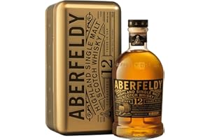Coffret Cadeau Doré Aberfeldy 12 Year Old Single Malt Scotch Whisky, 40 % vol., 70 cl / 700 ml, Whisky premium vieilli dans quatre types de fûts