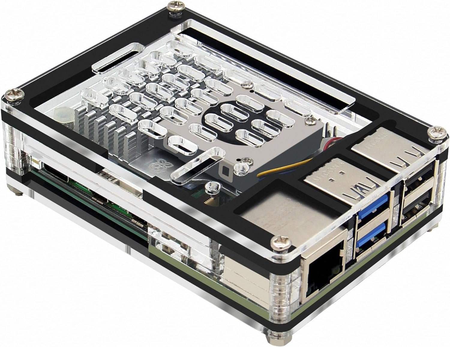 IDUINO 9 Layers Computer Acrylic Case for Raspberry Pi 5 4GB/8GB (P394-A) with Active Cooler Fan
