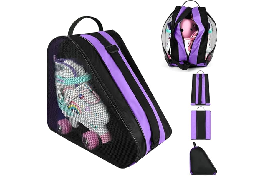 flintronic Roller Skate Bag, Ice Skates Storage Bag Unisex, Breathable Figure Skating Shoes Carry Bags, with Adjustable Shoulder Strap and Top Handle, for Storage Ice Skating Accessorie