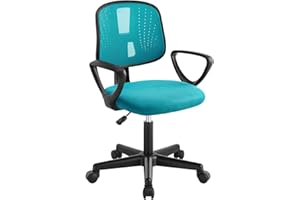 Klihome Chaise Bureau Enfant, Fauteuil de Bureau pour Adolescents, Chaise Ergonomique en Maille Respirante, Dossier Réglable, Turquoise, K0006BS
