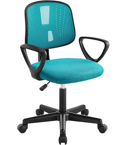 Inter Link - Kinderbureaustoel - Ergonomische draaistoel - In hoogte verstelbaar - Verchroomde metalen voet - Ademende mesh-stof bekleding - 360° draaibaar - Turquoise - Bonnie