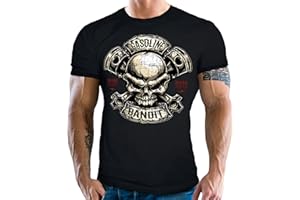 Gasoline Bandit - T-shirt - Style Biker Racer - Motif : crâne avec piston