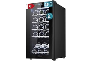 Cecotec Cave à vin Bolero GrandSommelier 1550 Black Compressor. Cave à vin noire, 15 bouteilles, compresseur, température réglable 5-18°C, panneau tactile.