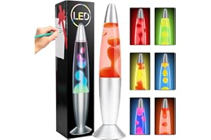 AONESY LED Lave Lamps 34cm Colore che cambia Lave Lampada Bianco Liquido & Cera Arancione Retro Astro Lampada per la decorazione della casa Bella Luce Regalo per Natale Halloween