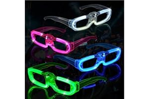 ZIYOUA Partybrillen Set-8 Pcs Neon Party Outfit Rave Brille, Led Partybrille Leuchtende Brille, Festival Sonnenbrille 80er, 90er, Party für Geburtstag Fasching Festivalbrille für Kinder Erwachsene