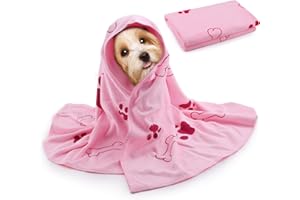 Cosiesnest Dog Towel 60 * 100cm Dog Towels for Drying Dogs 1 Pcs Microfibre Dog Bath Towel Dog Dryer Ultra Absorbent Dog Towels Thick All-Season Machine Wash & Dry Dog Towel Robe