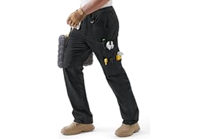 IGOLUMON Mens Work Trousers Cargo Trousers Stretch Fit Combat Cargo Pants Comfortable Workwear Pants with 11 Pockets for Outdoor Work Hiking Walk