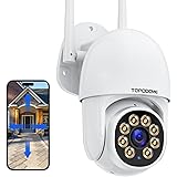 Topodome Telecamera Wi-Fi Esterno/Interno 1080P, Videocamera Sorveglianza WiFi Con Rilevazione Umana, PTZ 360 Gradi Auto Tack