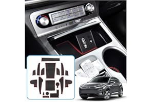 Ruiya Compatible avec 2020 2021 2022 Hyundai Kona Elektro Tapis de Console Centrale en Caoutchouc, Kona EV Tapis pour Porte-gobelet Accoudoir Couture de Porte Antidérapant Tapis Kona EV Accessoire