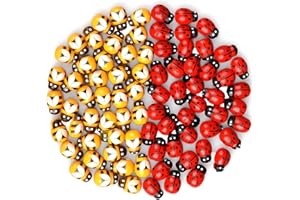 ANGELKISS NC Lot de 200 autocollants en bois pour décoration à faire soi-même Motif abeilles et coccinelles