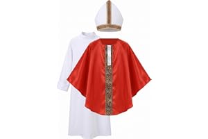 AwnsIMfreien Barn påven kostym präst kostym set med påven hatt för halloween cosplay barnrollspel, storlek M, präst