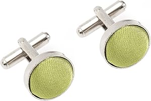 THE TIE COMPANY Plain Satin Solid Colour Classic Silver Metal Cufflinks