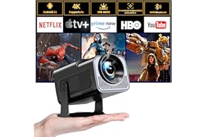 HIPPUS Mini Proiettore Portatile Full HD 1080P, Supporta 4K, Rotazione 270°, Android 11.0, WiFi 6, Bluetooth 5.2, Correzione Automatica del Trapezio, Compatibile con USB/HDMI, Grigio