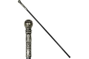 Widmann 07600 - Zerlegbarer Spazierstock, ca. 108 cm, Schwarz mit verziertem Knauf, Gehstock, Kostüm, Accessoire, Mottoparty, Karneval