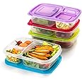 Premify 3 Pack Bento Lunch Box with 3 Compartments, Meal Prep Container, BPA-Free Stackable Plastic Leakproof Food Storage Box, Microwave, Dishwasher & Freezer Safe